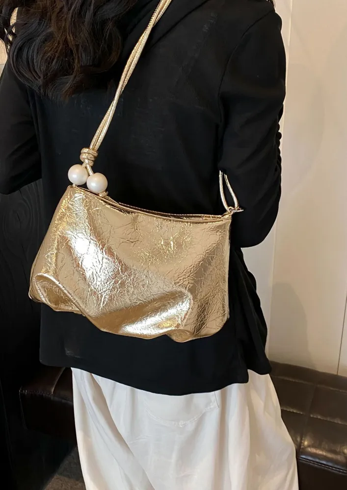 RUCHED BOTTOM CROSSBODY GOLDEN BAG