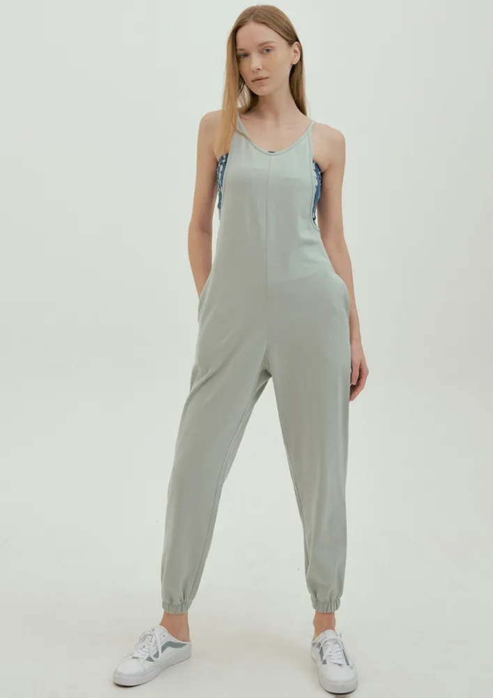 Light Green Sleeveless Activewear Jumpsuit