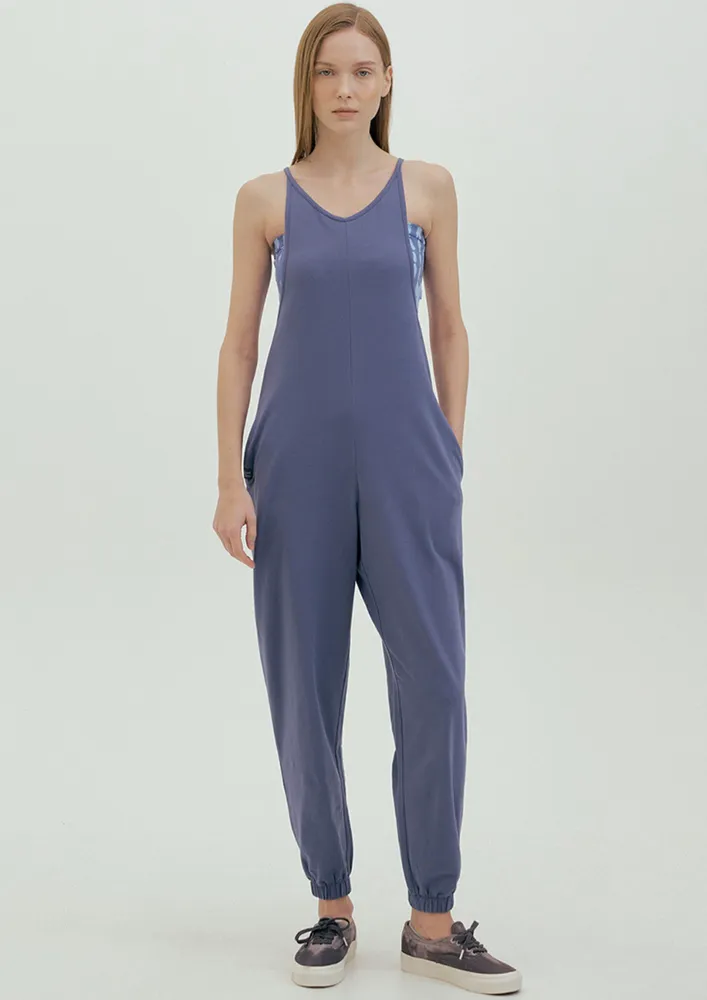 Deep Blue Sleeveless Activewear Jumpsuit