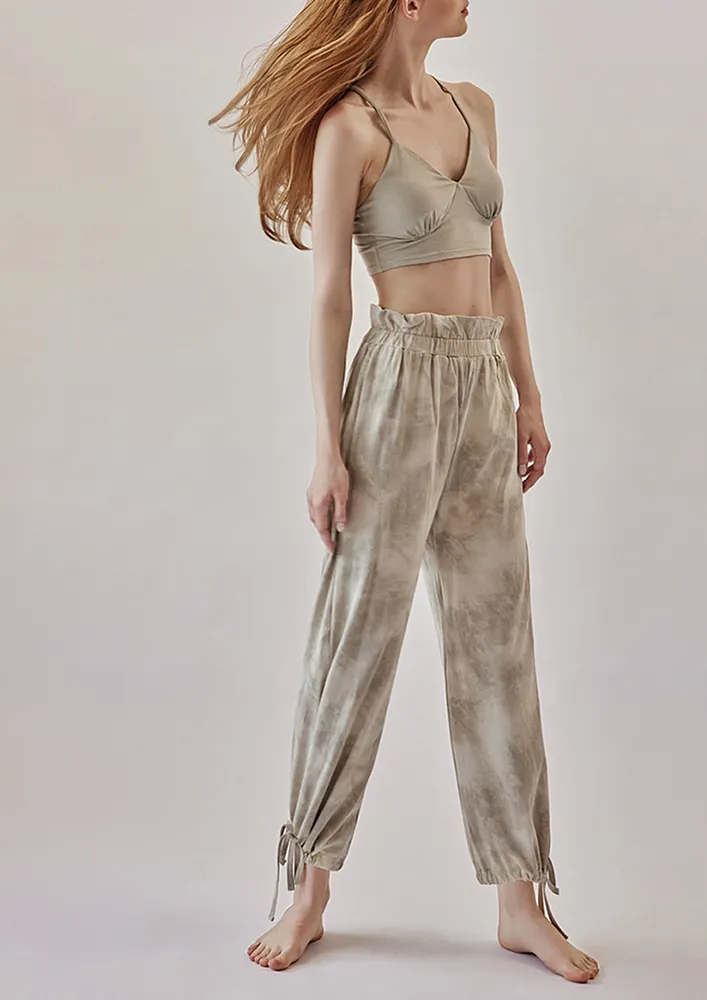 Grey Tie-dye Print Pilate Pants