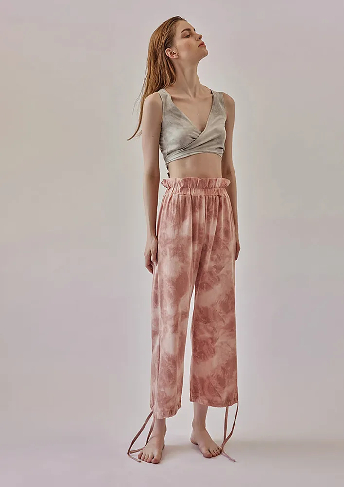 Red Tie-dye Print Pilate Pants