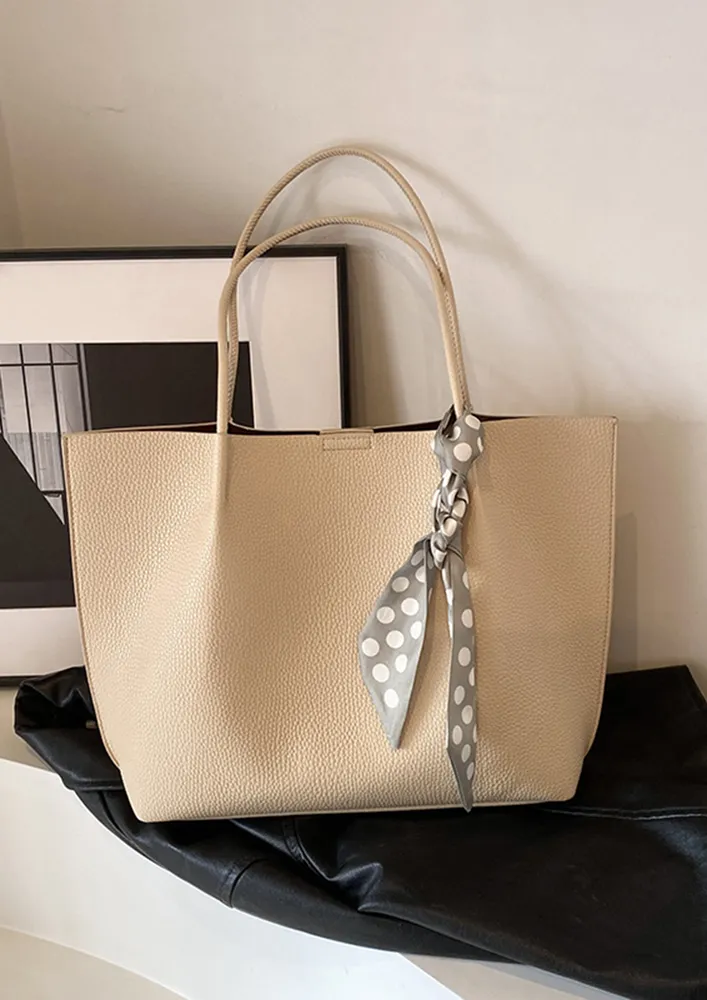 DOUBLE STRAP LYCHEE TEXTURE TOTE BAG