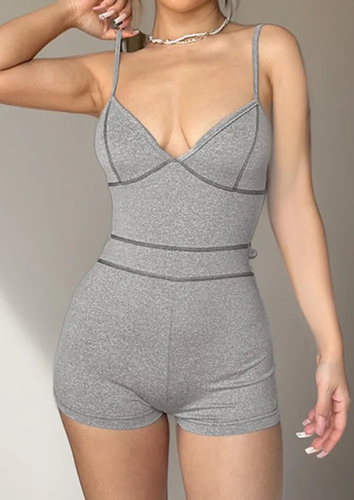 Grey Flatlock Stitch Playsuit