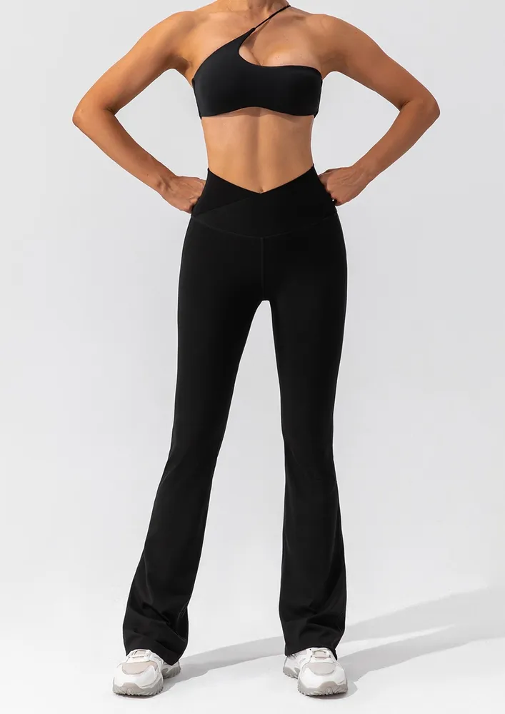 Black Pull-on V-shape Waist Pants