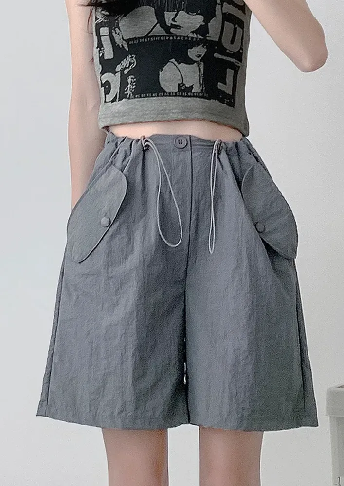 Grey Cord Stoppers Wide Shorts