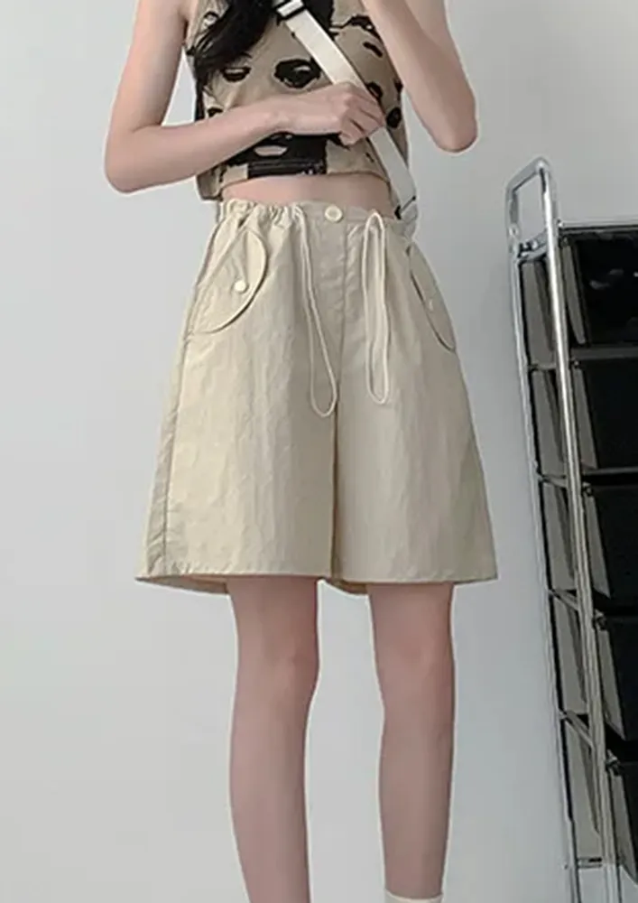 Khaki Cord Stoppers Wide Shorts