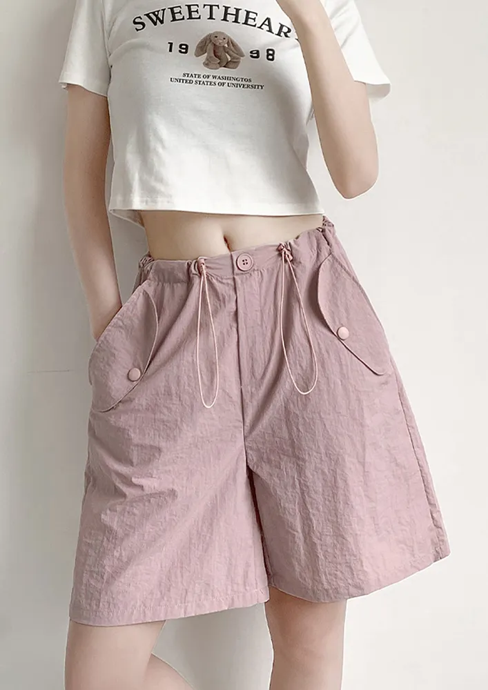 Pink Cord Stoppers Wide Shorts