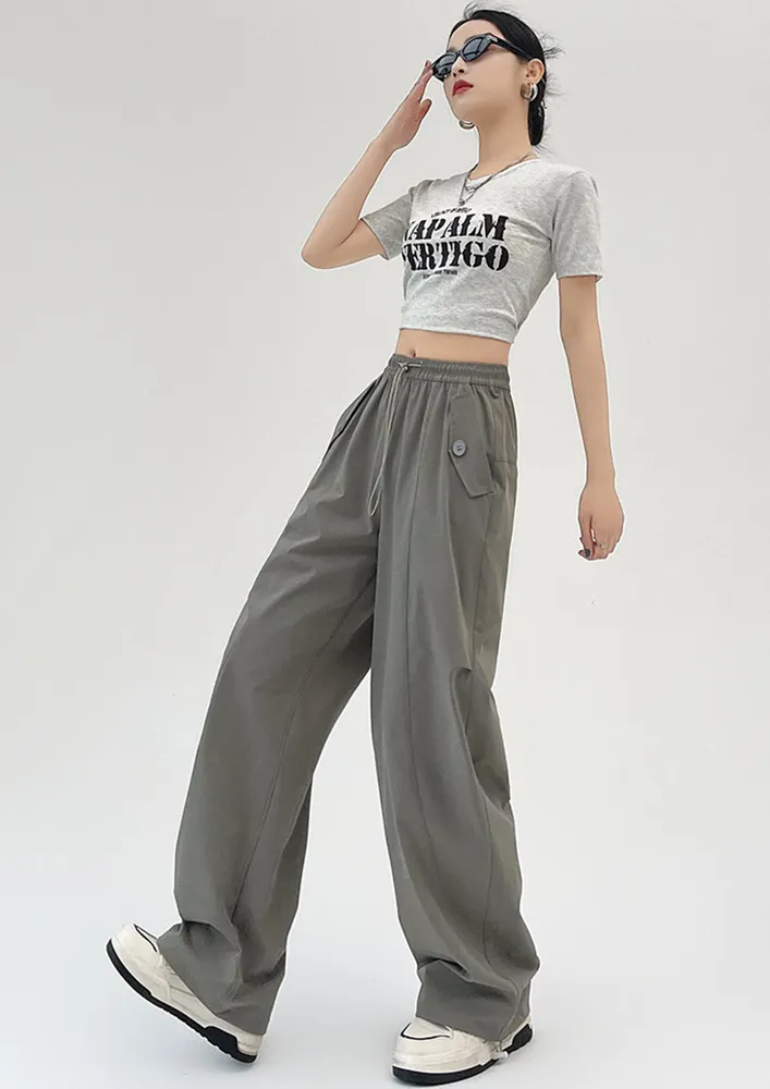 Light Grey Nylon Parachute Trousers