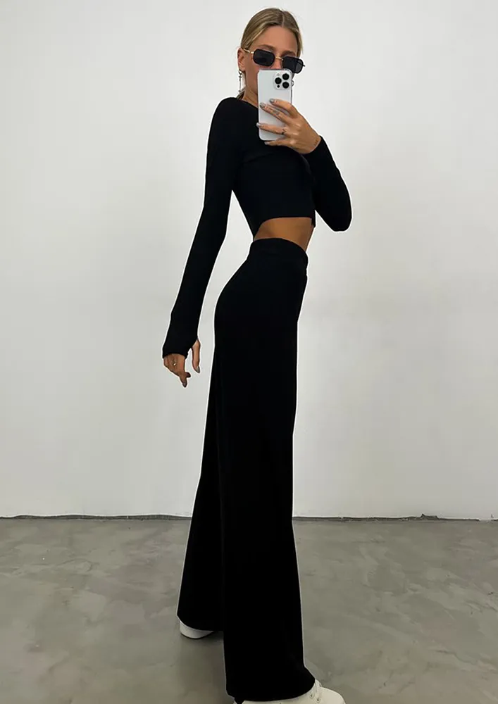 Blacki Slim Fit Crop Top & Straight Leg Trouser Set