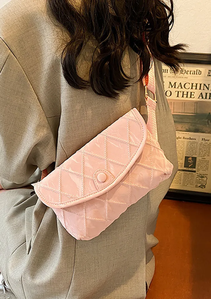 RHOMBUS PATTERN PINK CROSSBDY BAG