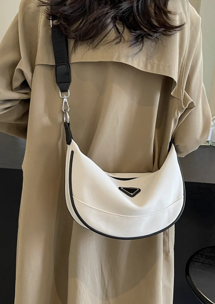 BEIGE SMALL CANVAS CROSSBODY BAG