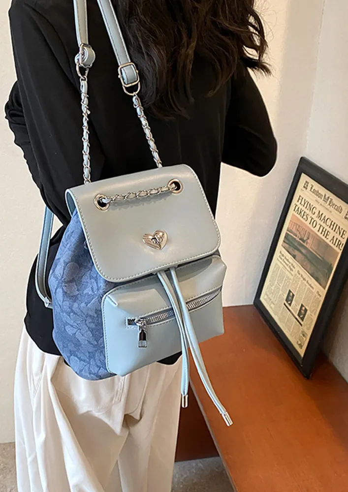 BLUE PRINTED FRONT FLAP BACKPACK