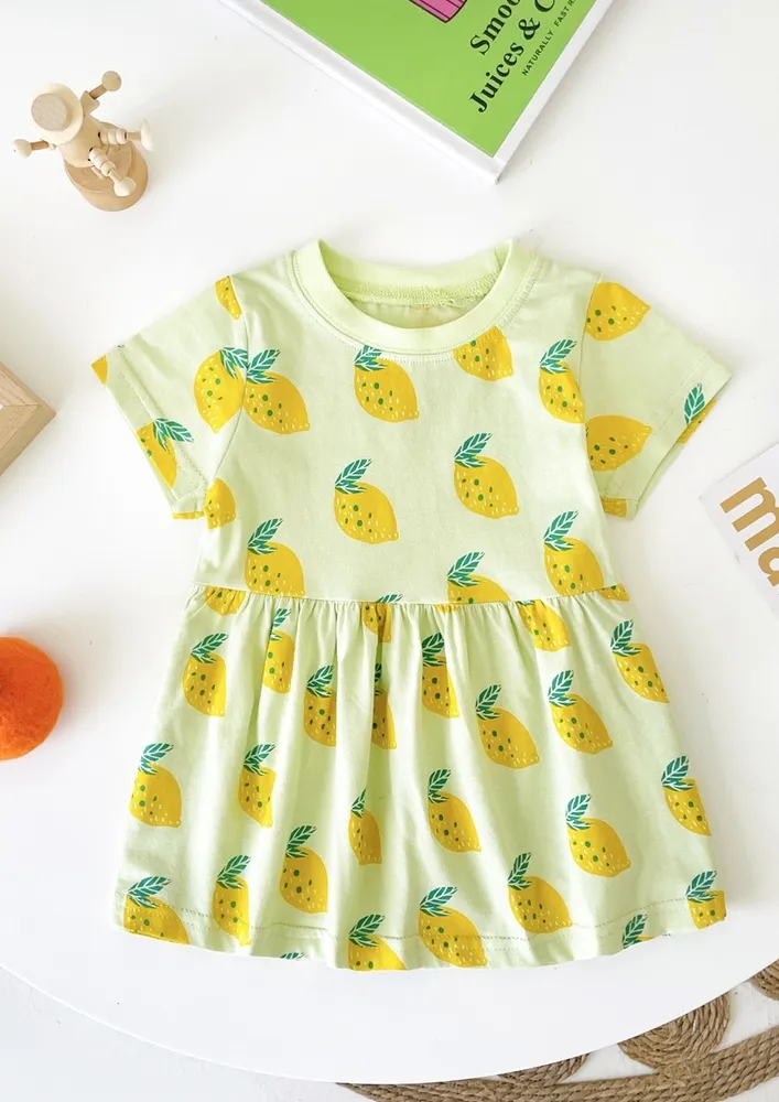 Girls Green Novelty Print Lounge Dress