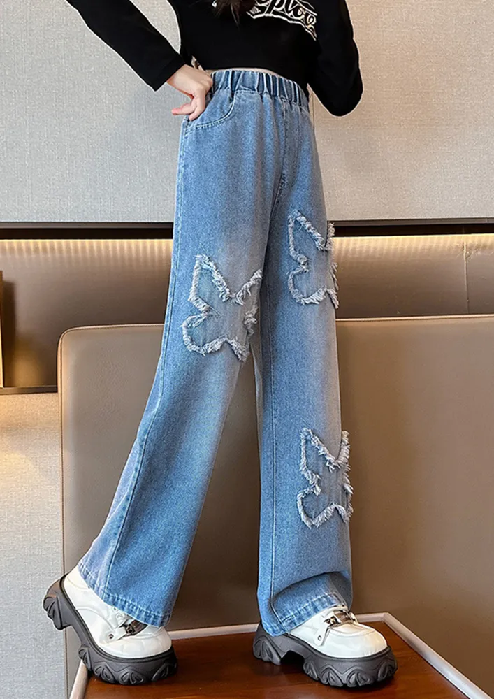 Blue Raw-design Girls Jeans
