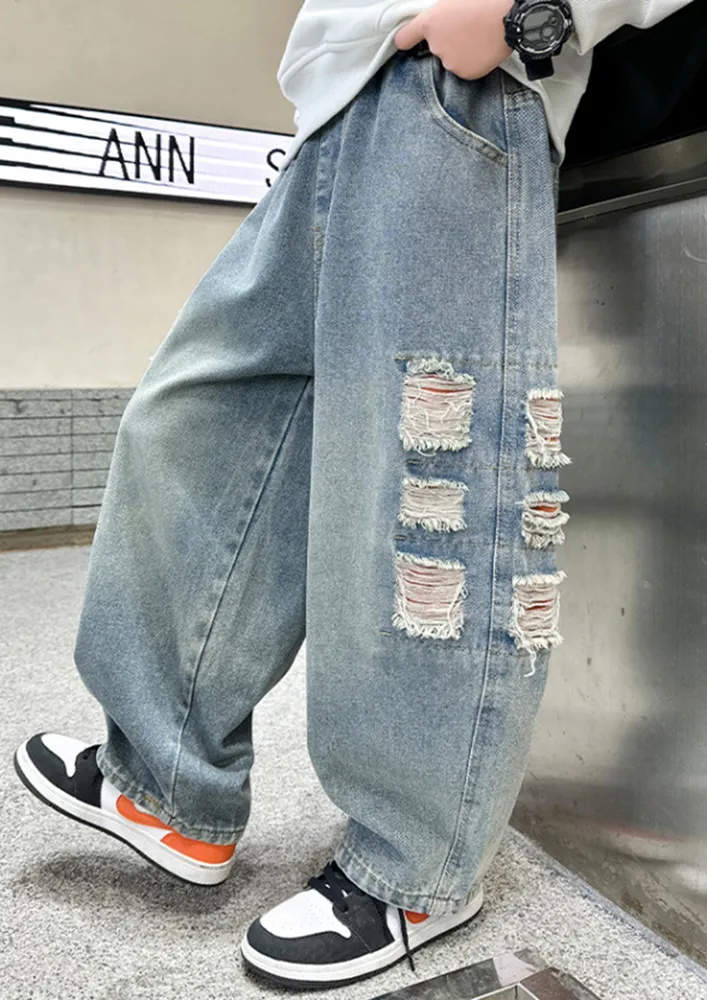 Blue Distressed Boys Jeans