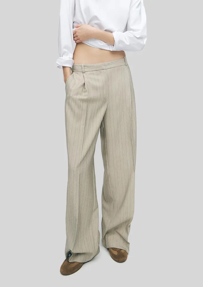 Stripe Pattern High-rise Wide Pants