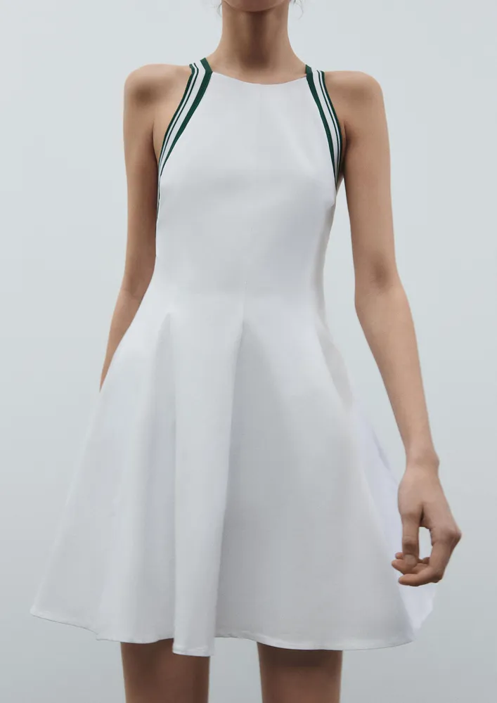 White Panelled-skirt Skater Dress