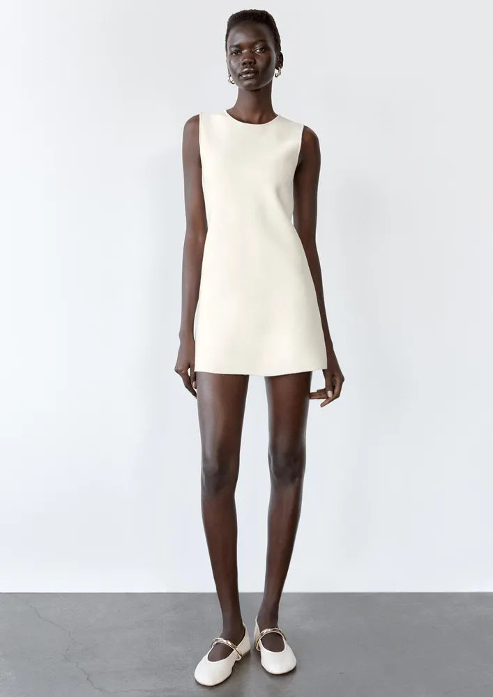 Off-white Round Neck Dress