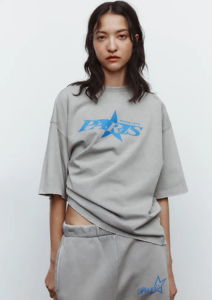 Grey Heathered Typographic Tee