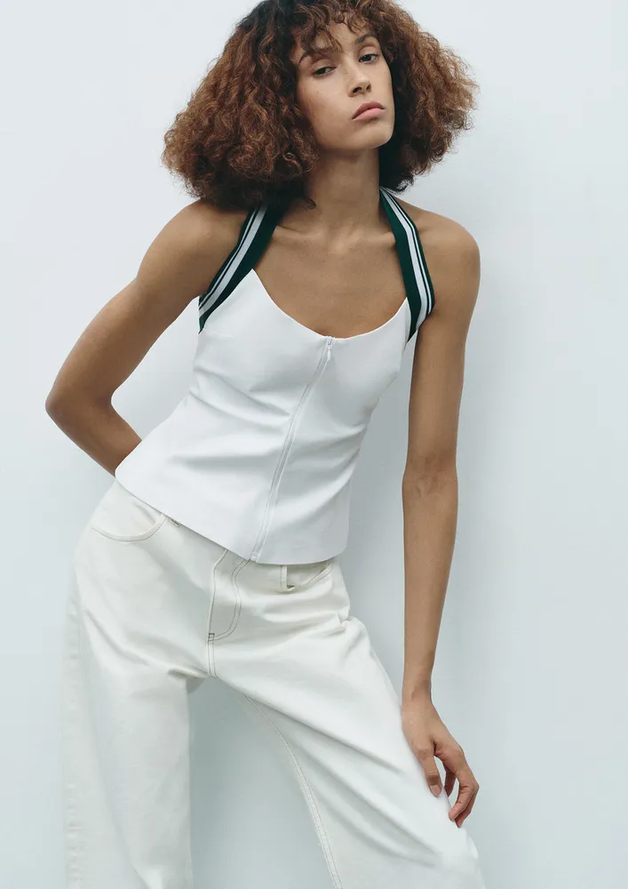 White Halter Neck Vest Top