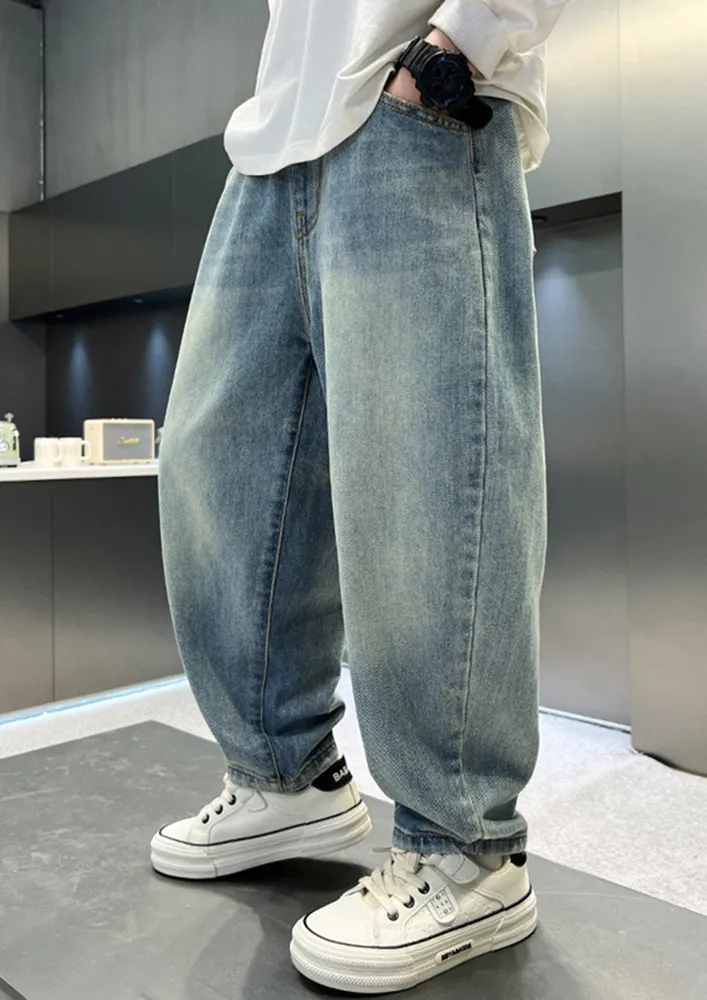 Boys Blue Mid Wash Mom Jeans