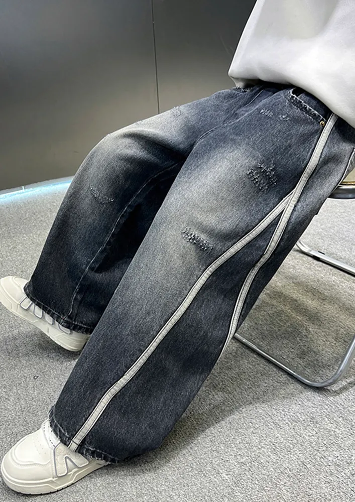 Boys Wide-leg Graphic Pocket Jeans