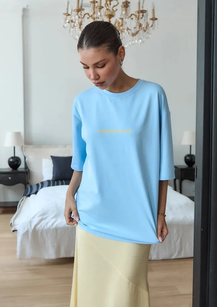 Blue Graphic Round Neck T-shirt