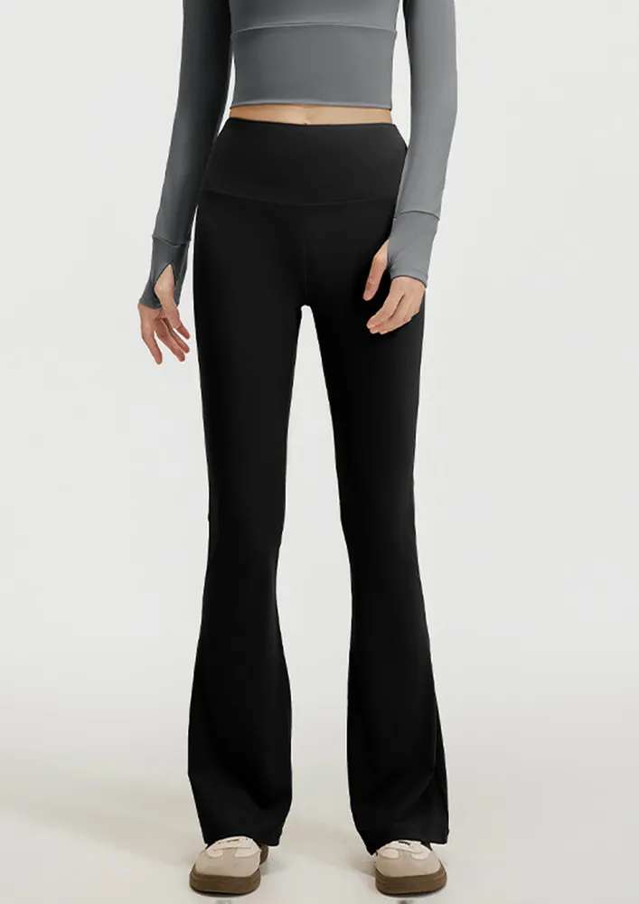 Black Flared High-waist Sports Pants