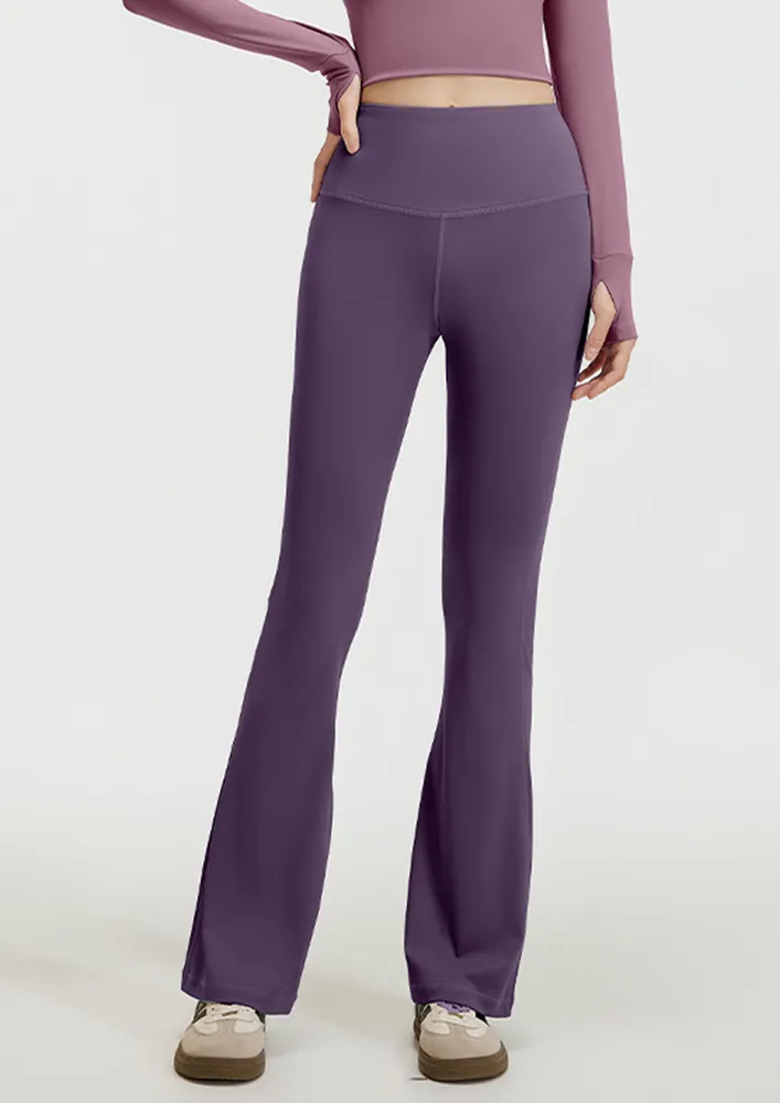 Purple Flared High-waist Sports Pants