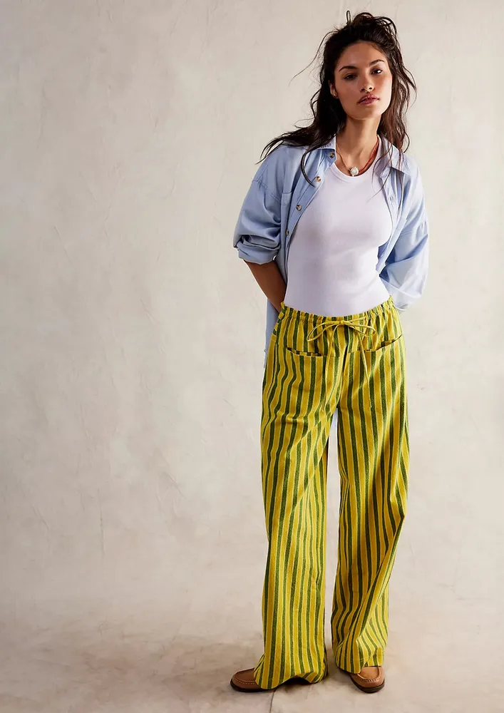 Straight Yellow Bengal Stripe Pattern Pants