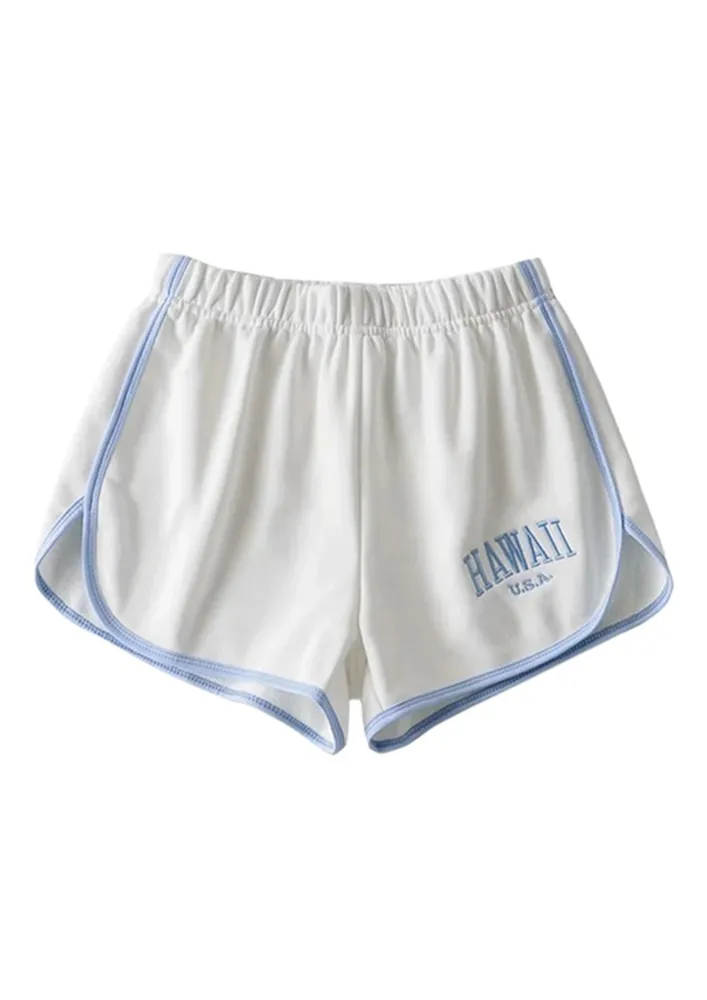 WHITE CONTRAST LINED SPORTS SHORTS