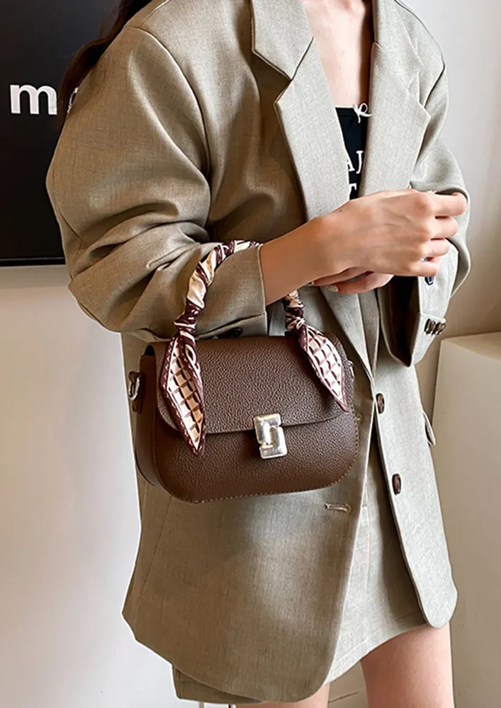 FRONT FLAP BROWN CROSSBODY BAG