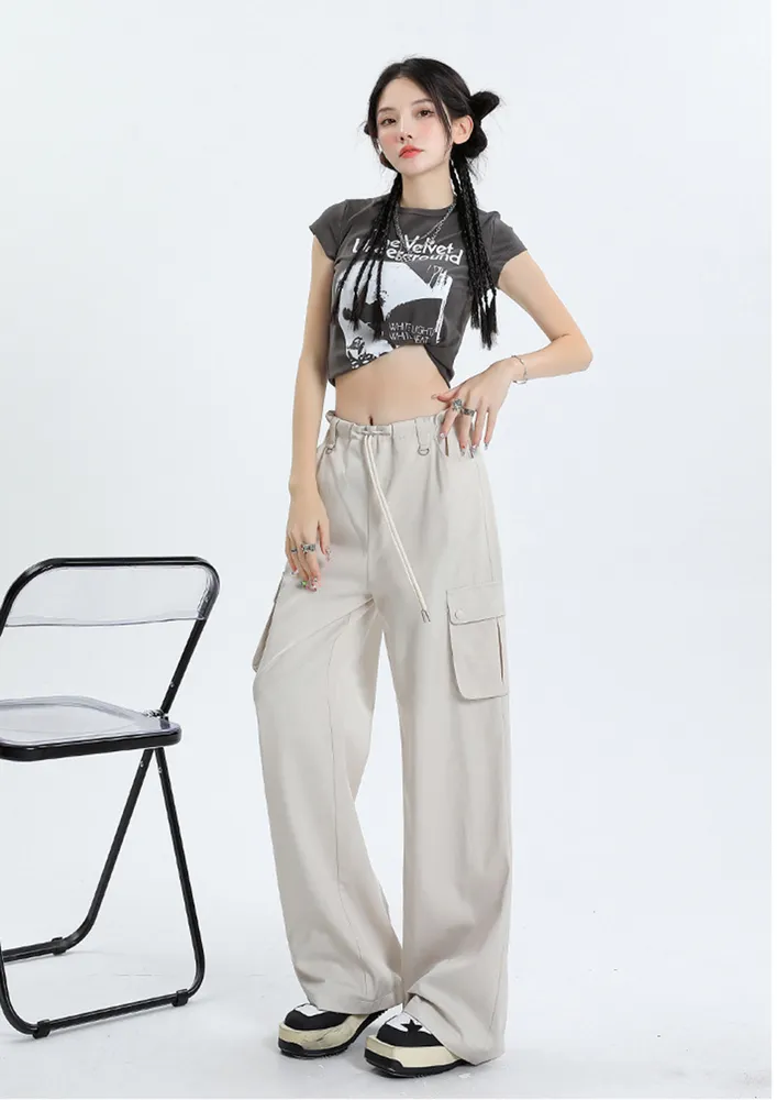 STRAIGHT LEG LIGHT APRICOT CARGO PANTS