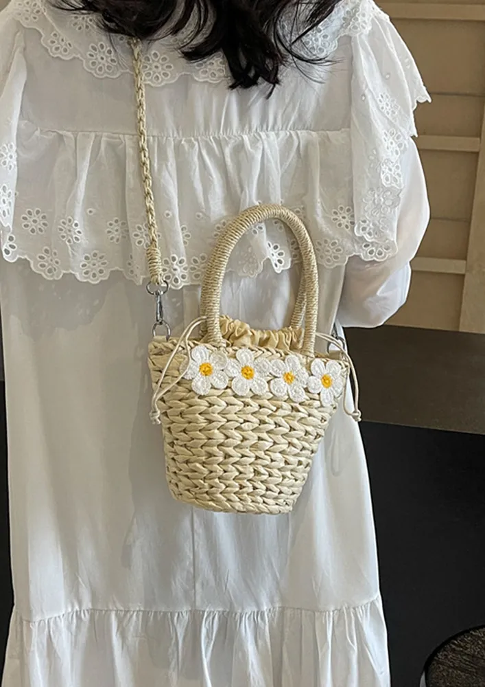 OFF-WHITE FLORAL DECOR BUCKET BAG