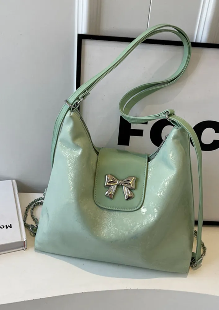 GREEN CONVERTIBLE BOW-KNOT HOBO BAG