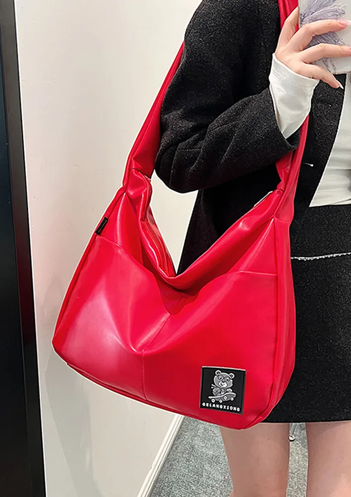 PU RED CROSSBODY SHOULDER BAG