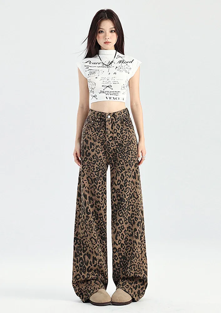 Brown Animal Print Jeans