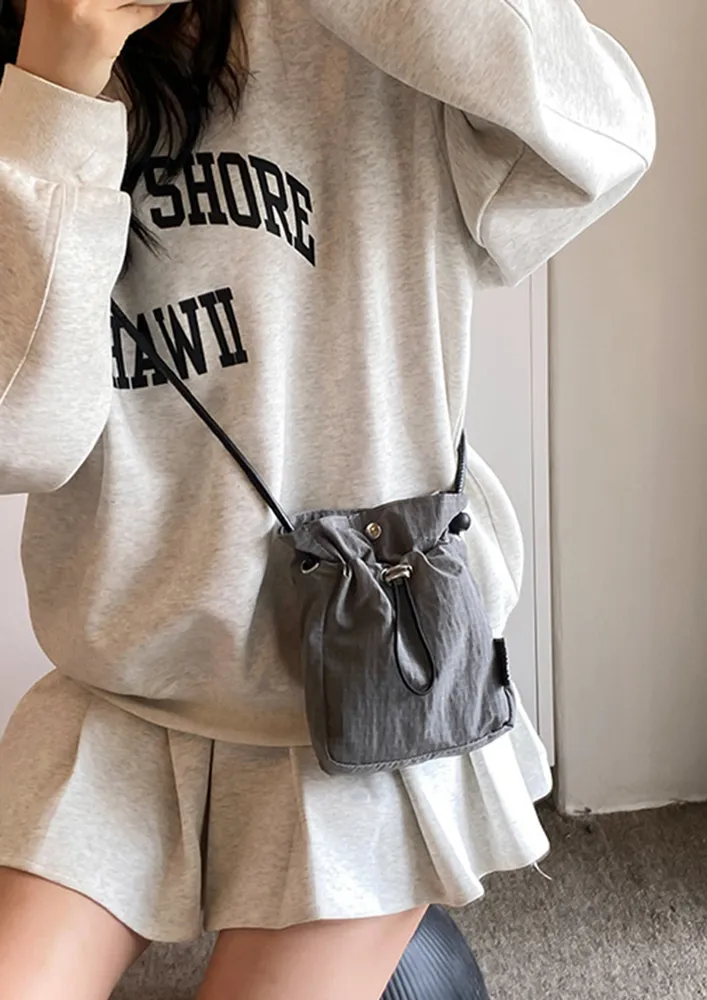 GREY NYLON CROSSBODY BAG