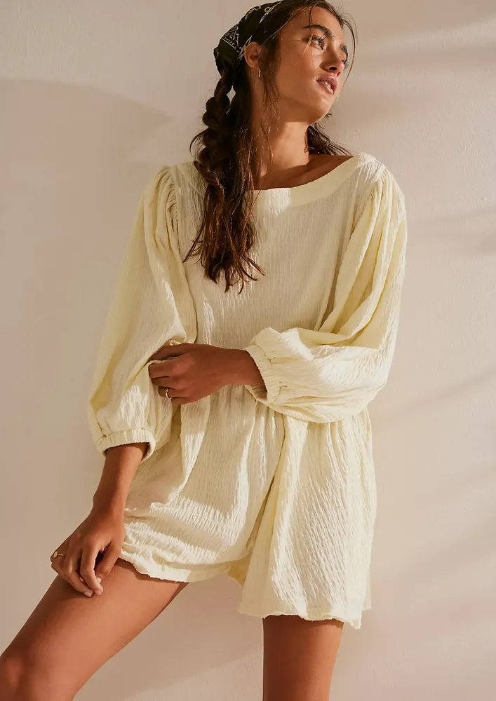 Off-white Textured Loose Fitted Playsuit