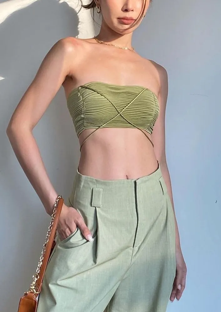 Green Sleeveless Crop Top