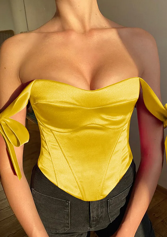 Yellow Tie-up Shoulder Strap Corset