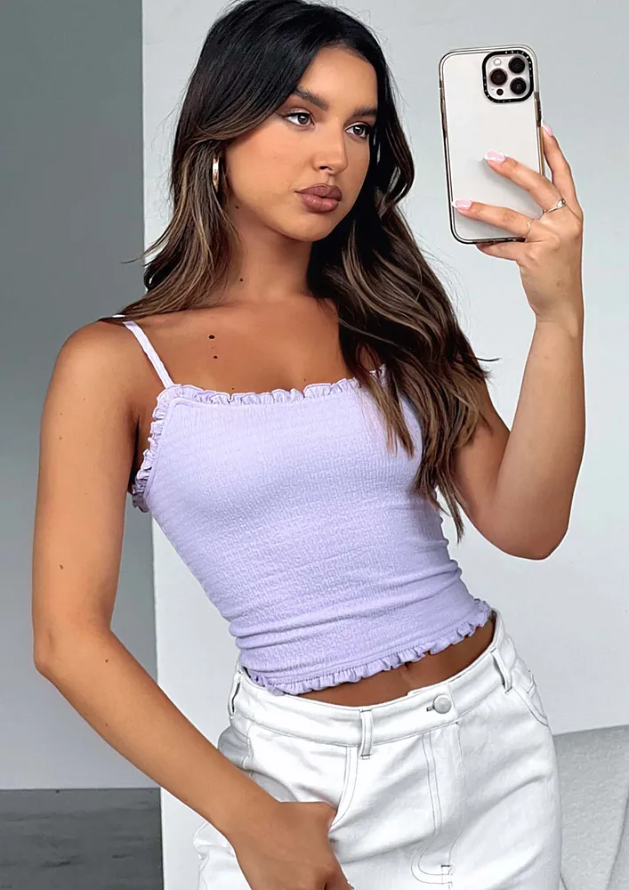 Purple Strappy Smock Cami Top