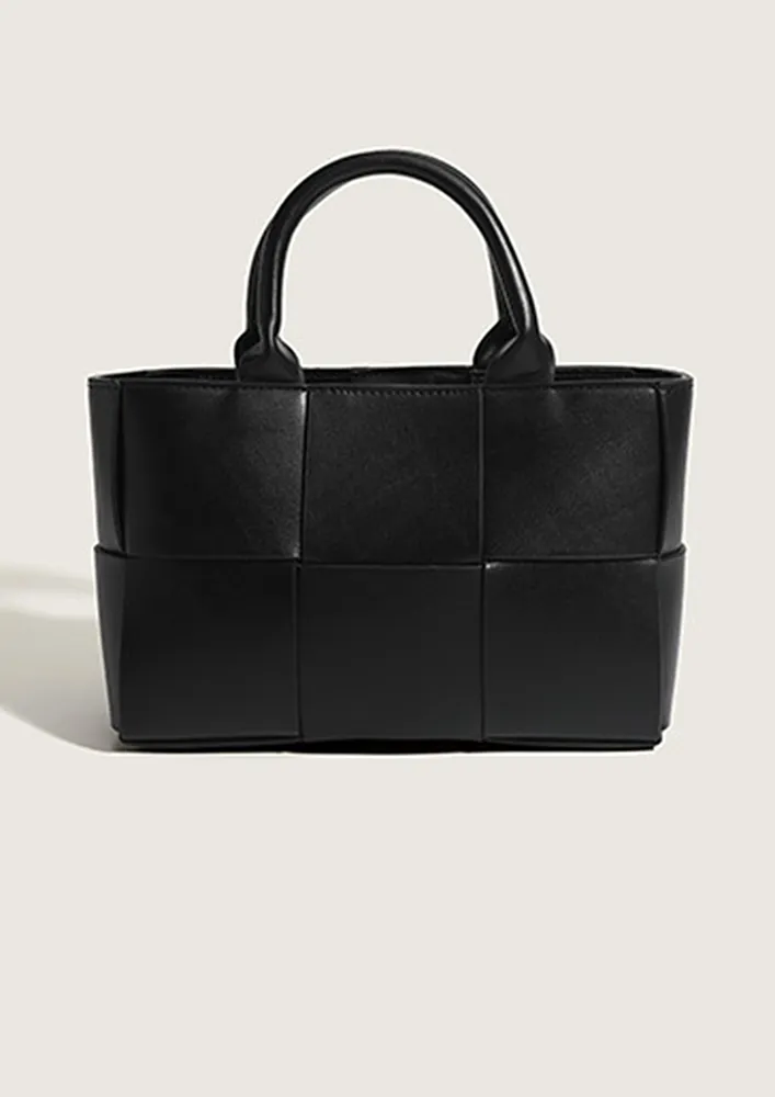 DOUBLE HANDLES BLACK HANDBAG