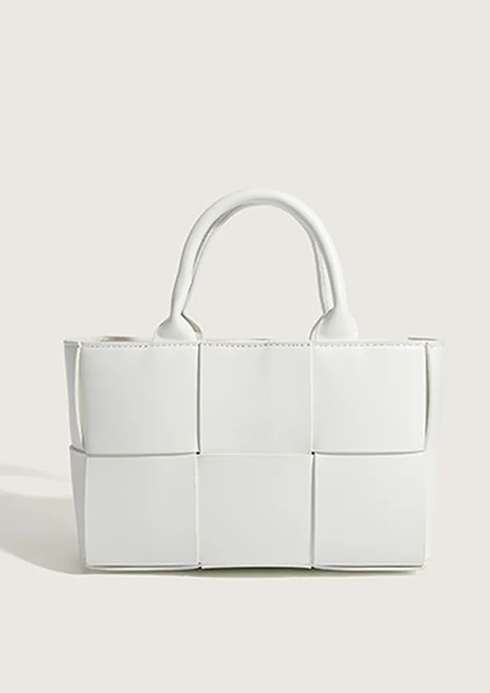 DOUBLE HANDLES WHITE HANDBAG