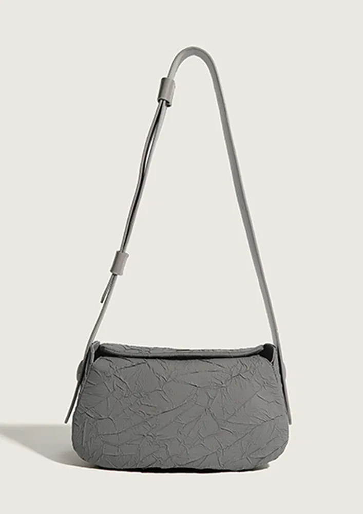 GREY FLAP TOP SHOULER BAG