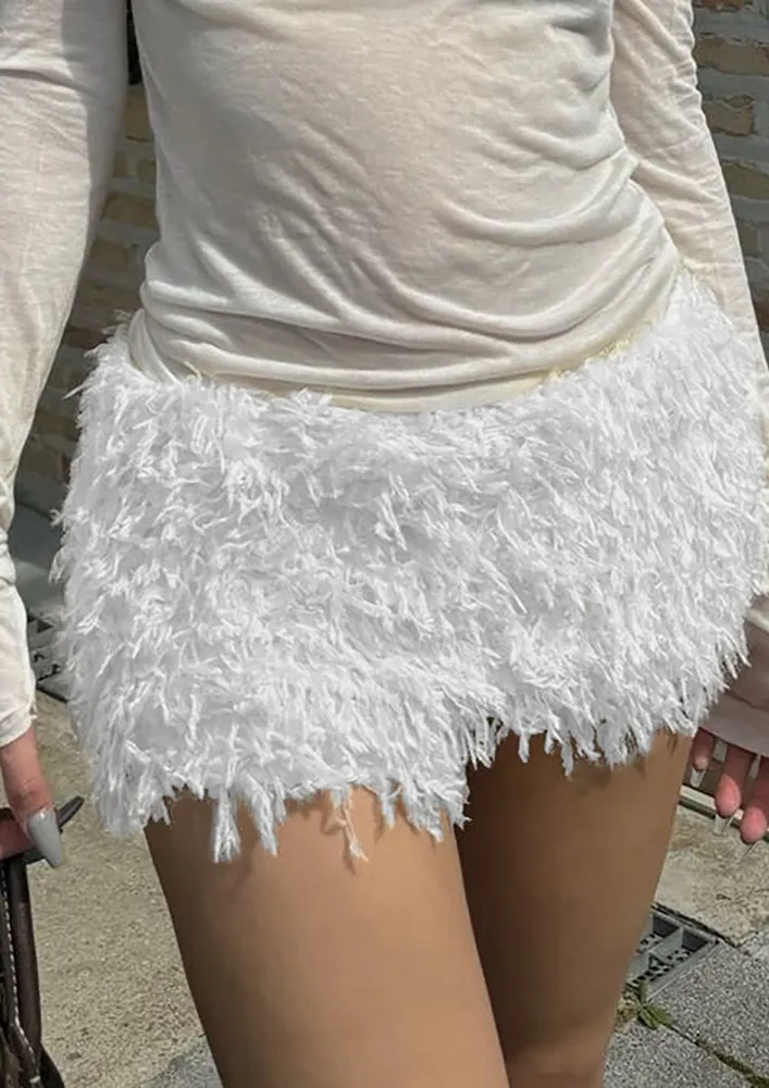 Textured White Mini Skirt