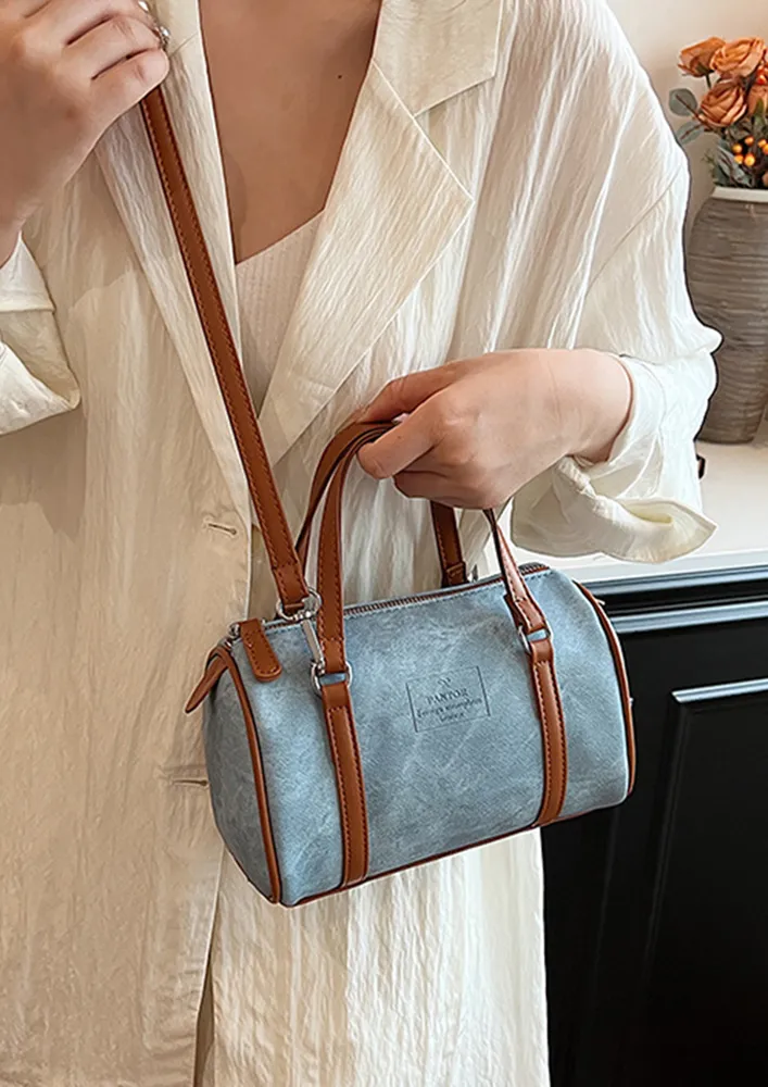 CONTRAST HANDLE CROSSBODY BARREL BAG