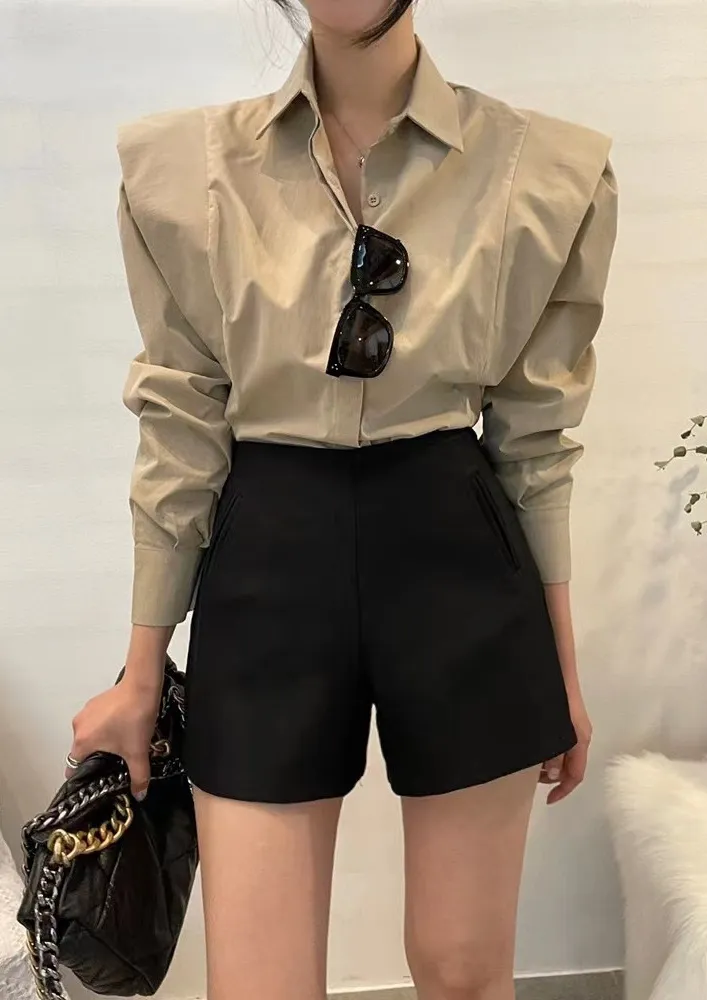 Khaki Spread Collar Shirt