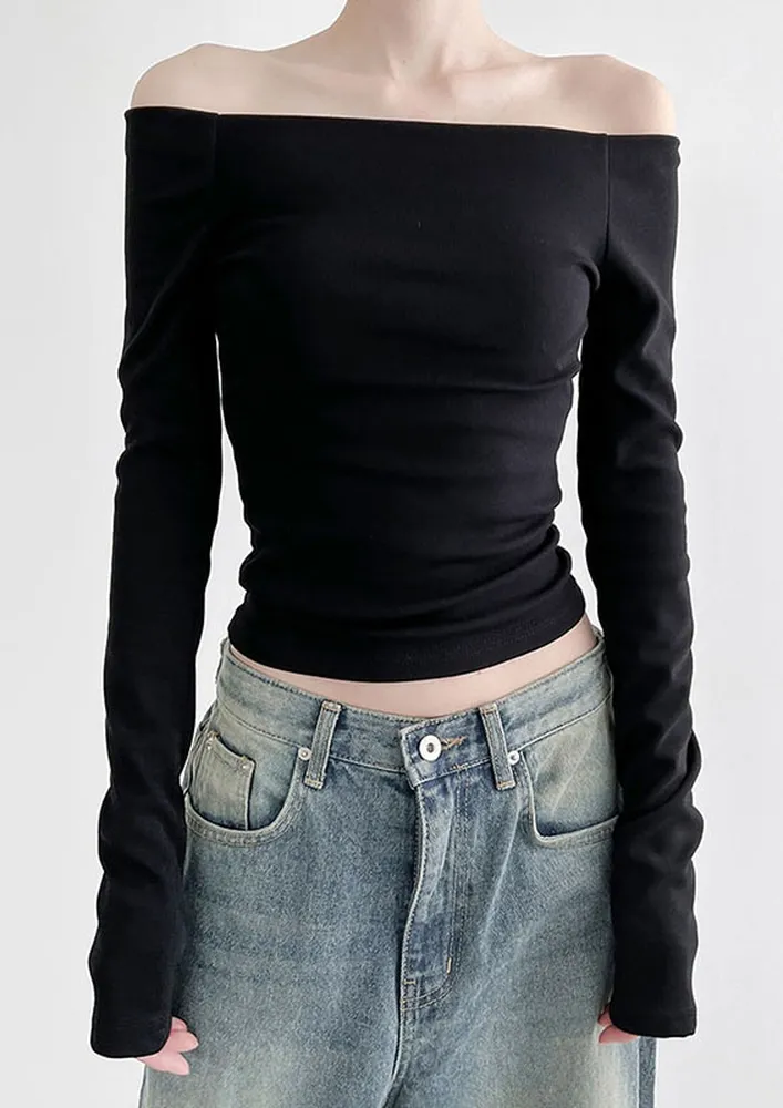 tight black off the shoulder top