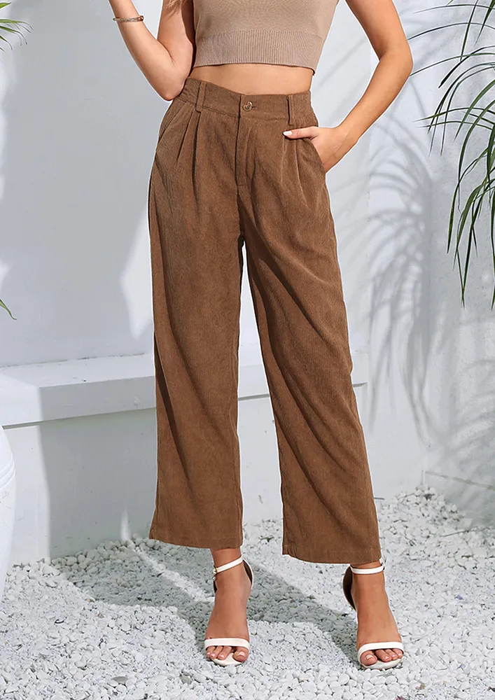 DARK BROWN CORDUROY CASUAL TROUSER